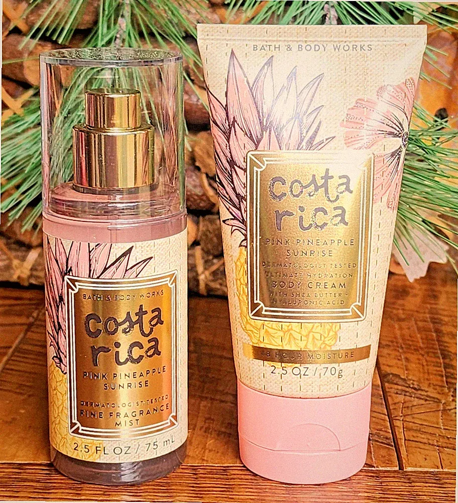 2Pcs~2026☀️SUMMER~🩷🍍PINK PINEAPPLE SUNRISE~Bath Body~MIST/BODY CREAM Travel Sz