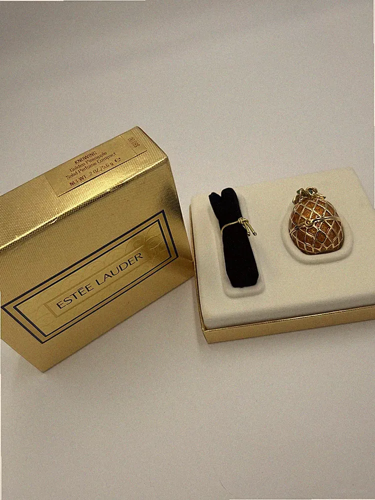 Estee Lauder Golden Pineapple .2 Oz Solid Perfume Knowing Collectible Compact