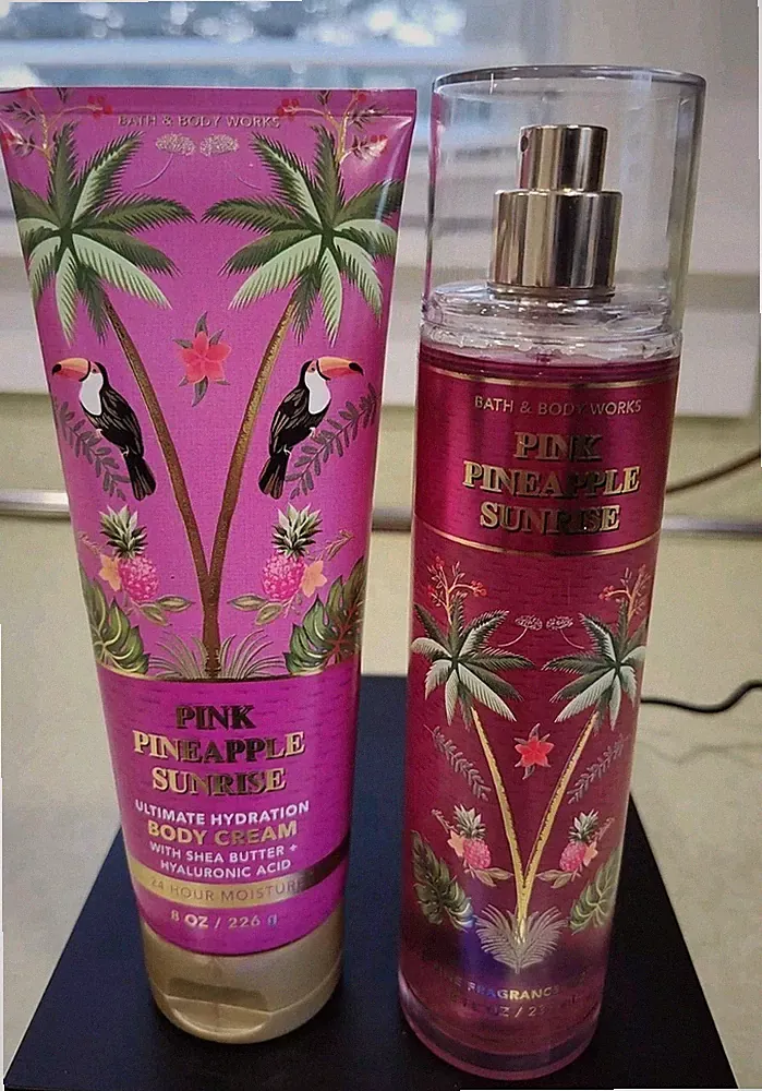 PINK PINEAPPLE SUNRISE FRAGRANCE MIST & BODY CREAM BATH BODY WORKS GIFT SET Love